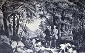 Currier＆Ivesイラスト19世紀。パートリッジ射撃 作： N. and Ives, J.M. Currier